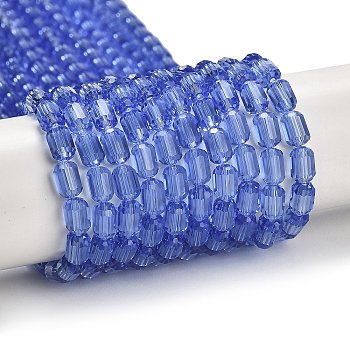 Transparent Glass Beads Strands, Faceted Barrel, Cornflower Blue, 5~6x4mm, Hole: 1mm, about 78~81pcs/strand, 15.94''~18.82''(40.5~47.8cm)