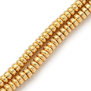 Electroplated Synthetic Non-Magnetic Hematite Beads Strands, Disc, Heishi Beads, Light Gold Plated, 2.5x1mm, Hole: 0.6mm, about 337pcs/strand, 16.06''(40.8cm)
