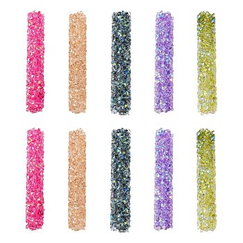 Glass Rhinestone Beads, For DIY Jewelry Craft Making, AB Color Plated, Tube, Mixed Color, 32~33x6mm, Hole: 0.8mm