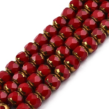 Glass Beads Strands, Column, Faceted, FireBrick, 6.5x7.5mm, Hole: 1mm, about 60Pcs/strand, 14.96''(38cm)