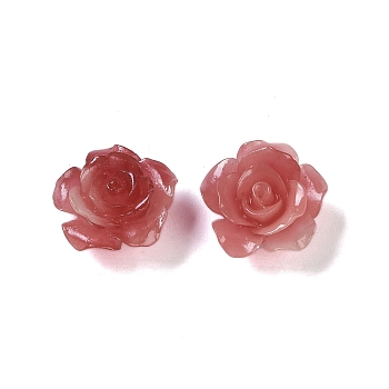 Synthetic Coral 3D Flower Rose Beads, Dyed, Indian Red, 14x8mm, Hole: 1~1.4mm