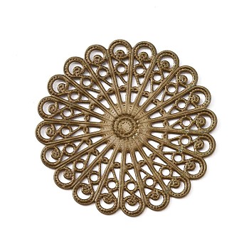 Tibetan Style Brass Filigree Joiners Links, Flat Round, Antique Bronze, 38x0.5mm