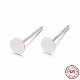 925 Sterling Silver Round Flat Pad Stud Earring Findings(STER-T002-200S)-1