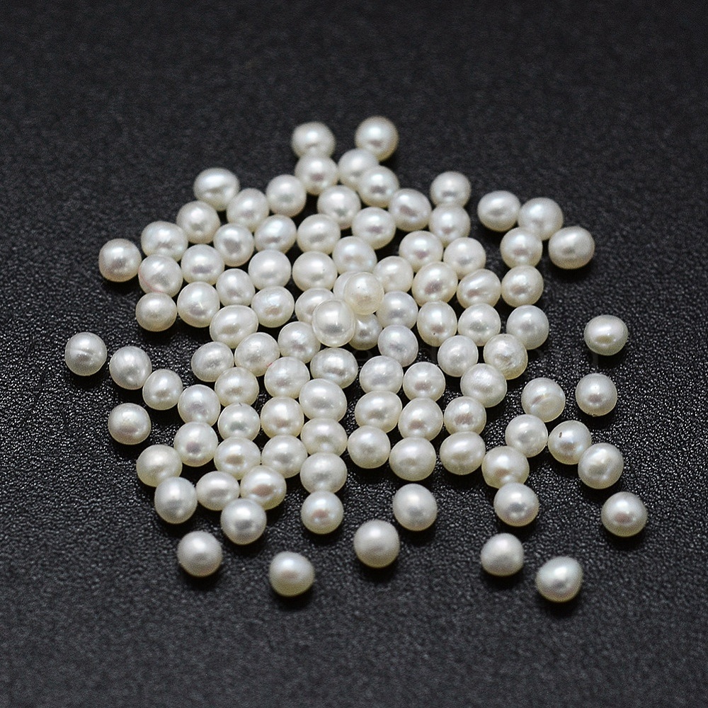Vintage Acrylic White No-Hole Faux pearls 3.5mm - A Grain of Sand