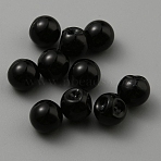 Resin Imitation Pearl Buttons, Mushroom Buttons, Black, 8x8mm, Hole: 1.2mm(RESI-WH0034-38A)