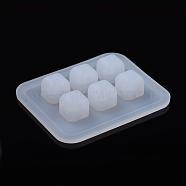 Silicone Bead Molds, Resin Casting Molds, For UV Resin, Epoxy Resin Jewelry Making, Rhombus, White, 8.2x7.1x1.8cm, Hole: 2.5mm, Inner Size: 8mm(DIY-F020-06-B)