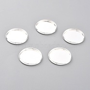 304 Stainless Steel Cabochon Settings, Plain Edge Bezel Cups, Flat Round, Silver, 20x2mm, Tray: 18mm(STAS-Y001-12G-S)