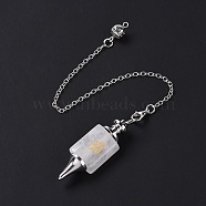 Natural Quartz Crystal Dowsing Pendulum Big Pendants, with Platinum Plated Brass Findings, Cadmium Free & Lead Free, 242mm, Hole: 2.5mm(G-A207-02P-08)