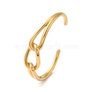304 Stainless Steel Wire Wrap Cuff Bangles, Knot, Real 18K Gold Plated, Wide: 3.5~16mm, Inner Diameter: 2-3/8 inch(6.15cm)(BJEW-Q773-06A-G)