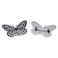 201 Stainless Steel Butterfly Lapel Pin, Insect Badge for Backpack Clothes, Nickel Free & Lead Free, Stainless Steel Color, 27x44.5x7mm, Pin: 0.7mm(JEWB-N007-118P)