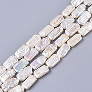 Natural Baroque Pearl Keshi Pearl Beads Strands, Cultured Freshwater Pearl, Rectangle, Seashell Color, 15~19x8~11x3~4mm, Hole: 0.8mm, about 20~24pcs/strand, 15.35 inch(39cm)(PEAR-S016-003)