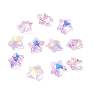 Glass Charms, Faceted Star, Plum, 13x13.5x7mm, Hole: 1.2mm(GGLA-Z002-01G)