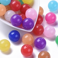 Imitation Jade Acrylic Beads, Round, Mixed Color, 20mm, Hole: 2mm, about 108pcs/500g(SACR-S188-20mm-M)