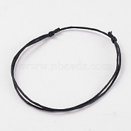 Adjustable Waxed Cord Bracelets, Black, 50~100mm(2 inch~3-7/8 inch)(BJEW-JB02133-04)