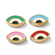 Ion Plating(IP) 304 Stainless Steel Enamel Beads, Real 18K Gold Plated, Evil Eye, Mixed Color, 8x13.5x4.5mm, Hole: 1.4mm(STAS-Q318-12)