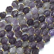 Natural Amethyst Beads Strands, Bell, with Seed Beads, 6~6.5x4mm, Hole: 1mm, about 50pcs/strand, 15.35 inch(39cm)(G-K389-D29-01)