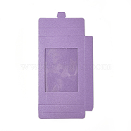 Foldable Creative Kraft Paper Box, Wedding Favor Boxes, Favour Box, Paper Gift Box, with Clear Window, Rectangle, Purple, Box: 12.5x8.5x1.5cm(CON-L018-C08)