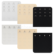 6Pcs 3 Colors Nylon 3 Rows x 4 Hooks Underwear Bra Extenders, with 201 Stainless Steel Rings & Hooks, Rectangle, Mixed Color, 80x77x4mm, 2pcs/color(FIND-BC0004-93)