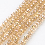 Electroplate Glass Beads Strands, AB Color Plated, Faceted, Rondelle, Wheat, 3x2mm, Hole: 1mm, about 113~115pcs/strand, 32~33cm(EGLA-D020-3x2mm-49)