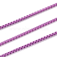 Spray Painted Stainless Steel Box Chains, Venetian Chains, with Spool, Unwelded, Violet, 3x2.5x2mm(CHS-L027-02)