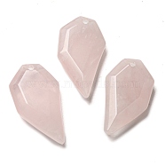 Natural Rose Quartz Pendants, Faceted Half Heart Charms, 27x14x5.5mm, Hole: 1.5mm(G-G052-A02)
