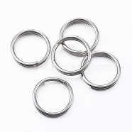 304 Stainless Steel Split Rings, Double Loops Jump Rings, Stainless Steel Color, 16x3mm, about 13mm inner diameter(STAS-H413-09P)