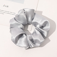 Satin Face Elastic Hair Accessories, for Girls or Women, Scrunchie/Scrunchy Hair Ties, Silver, 120mm(OHAR-PW0007-43S)