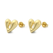 Rack Plating Brass Heart Stud Earrings for Women, Lead Free & Cadmium Free, Real 18K Gold Plated, 11.5x12mm(EJEW-Q780-11G)