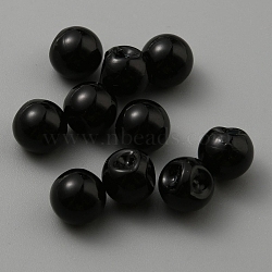 Resin Imitation Pearl Buttons, Mushroom Buttons, Black, 8x8mm, Hole: 1.2mm(RESI-WH0034-38A)