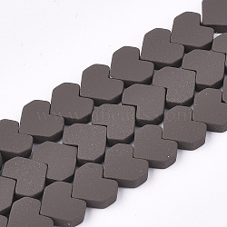 Spray Painted Non-magnetic Synthetic Hematite Beads Strands, Heart, Coconut Brown, 7.5x8x2.5mm, Hole: 0.7mm, about 50pcs/strand, 15.7 inch(G-T116-04-20)