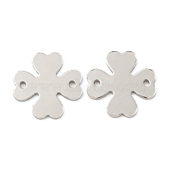 925 Sterling Silver Connector Charms, Clover Links, with 925 Stamp, Real Platinum Plated, 10x10x0.5mm, Hole: 0.5mm(STER-B005-31P)