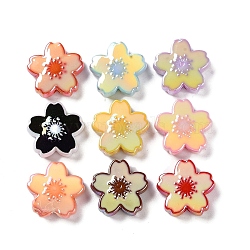 Opaque Acrylic Beads, with Enamel, Sakura, Mixed Color, 25x26x9mm, Hole: 3mm(X-MACR-D029-05A)