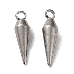 304 Stainless Steel Pendants, Cone Charm, Stainless Steel Color, 18x5mm, Hole: 2.2mm(STAS-M323-29P)