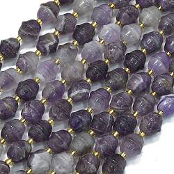 Natural Amethyst Beads Strands, Bell, with Seed Beads, 6~6.5x4mm, Hole: 1mm, about 50pcs/strand, 15.35 inch(39cm)(G-K389-D29-01)