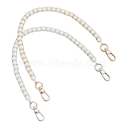 Elite 2Pcs 2 Colors Resin Imitation Pearl Bead Bag Straps, with Zinc Alloy Swivel Clasp, for Handbag Handle Replacement Accessories, Platinum & Golden, 41.5cm, 1pc/color(FIND-PH0008-24A)