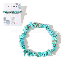 Synthetic Turquoise Chips Stretch Bracelets for Women, 6-7/8 inch(17.5cm)(AY5330-3)