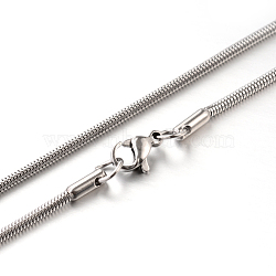 304 Stainless Steel Snake Chain Necklaces, Stainless Steel Color, 17.7 inch(45cm), 2mm(X-STAS-M174-005P-2.0)