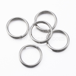 Tarnish Resistant 304 Stainless Steel Split Rings, Double Loops Jump Rings, Stainless Steel Color, 16x3mm, about 13mm inner diameter(STAS-H413-09P)