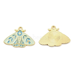 Alloy Enamel Pendants, Golden, Moths Charm, Sky Blue, 20x28x1.5mm, Hole: 1.8mm(ENAM-D051-02G)