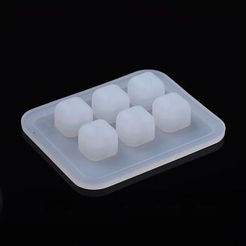 Silicone Bead Molds, Resin Casting Molds, For UV Resin, Epoxy Resin Jewelry Making, Rhombus, White, 8.2x7.1x1.8cm, Hole: 2.5mm, Inner Size: 8mm