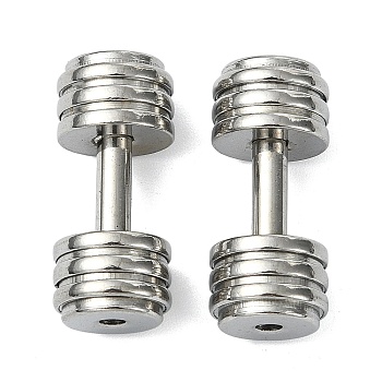 Sports 304 Stainless Steel Beads, Dumbbell, Stainless Steel Color, 23x10mm, Hole: 2mm