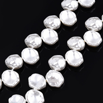 ABS Plastic Imitation Pearl Beads Strands, Nuggets, Creamy White, 13.5x12x7mm, Hole: 0.7mm, about 36pcs/strand, 14.37 inch~14.76 inch(36.5~37.5cm)