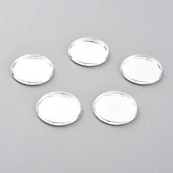 304 Stainless Steel Cabochon Settings, Plain Edge Bezel Cups, Flat Round, Silver, 20x2mm, Tray: 18mm