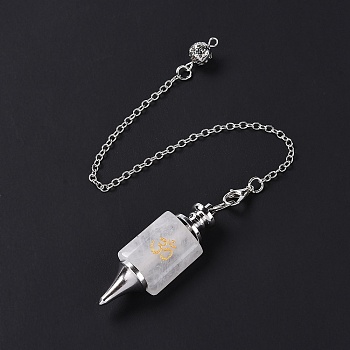 Natural Quartz Crystal Dowsing Pendulum Big Pendants, with Platinum Plated Brass Findings, Cadmium Free & Lead Free, 242mm, Hole: 2.5mm