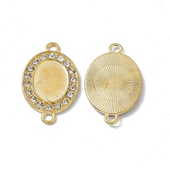 Alloy Cabochon Connector Settings, with Rhinestone, Oval Connector Charm, Golden, 27.5x17x2mm, Hole: 2.2mm, Tray: 14x10mm