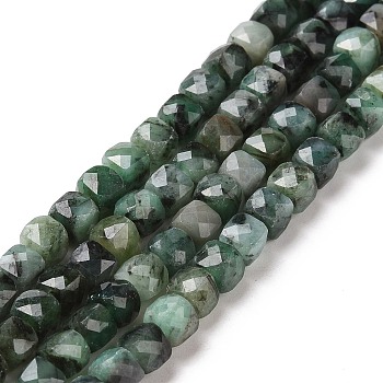 Natural Emerald Quartz Beads Strands, Faceted, Cube, 4.5x4.5x4.5mm, Hole: 0.8mm, about 85pcs/strand, 15.55 inch(39.5cm)