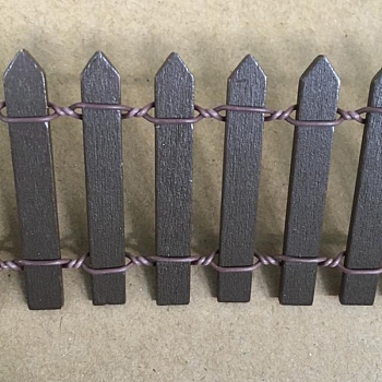 Miniature Fairy Garden Fence, DIY Natural Wood Picket Fence Mini Ornament for Dollhouse, Slate Gray, 890x50x4.5mm