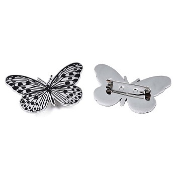 201 Stainless Steel Butterfly Lapel Pin, Insect Badge for Backpack Clothes, Nickel Free & Lead Free, Stainless Steel Color, 27x44.5x7mm, Pin: 0.7mm