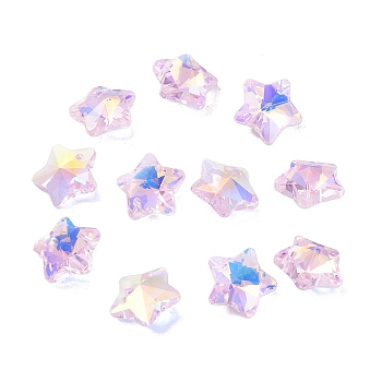 Glass Charms, Faceted Star, Plum, 13x13.5x7mm, Hole: 1.2mm