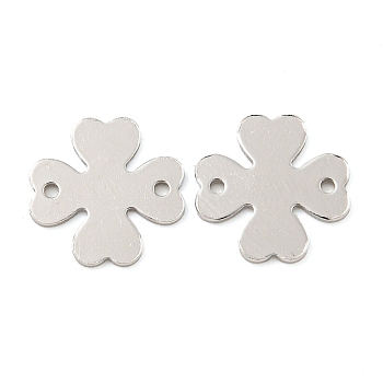 925 Sterling Silver Connector Charms, Clover Links, with 925 Stamp, Real Platinum Plated, 10x10x0.5mm, Hole: 0.5mm